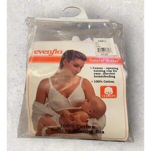 Vintage Evenflo Natural Mother Soft Cup Cotton Nursing Bra 34D NEW